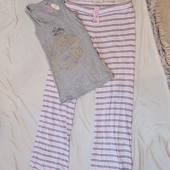 NWT Victoria's Secret Pillowtalk Tank Pajama Pink Gray Gold White Silver Sparkle - Picture 7 of 7